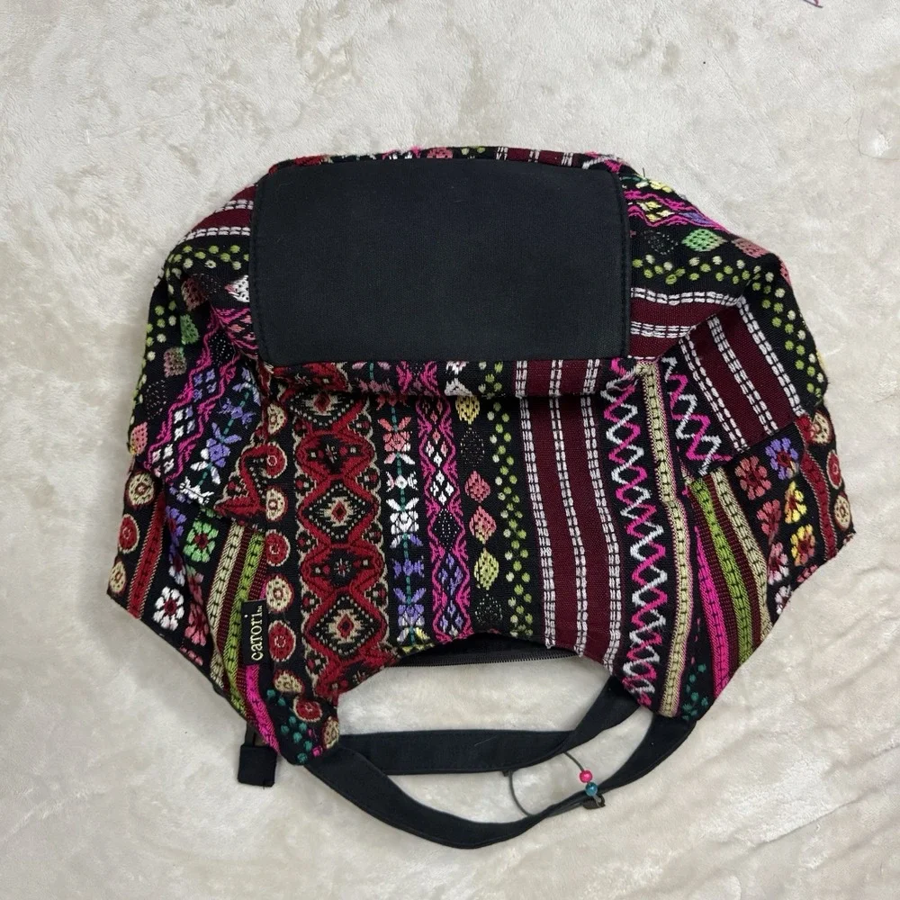 Catori Boho Woven Tapestry Tote Shoulder Bag Multicolor Tribal Aztec Zip Purse